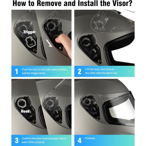 Favoto Full Face Motorcycle Helmet - Dual Visor, Anti-Fog Film Included, DOT Approved Adult Dirt Bike Helmet for Men Women