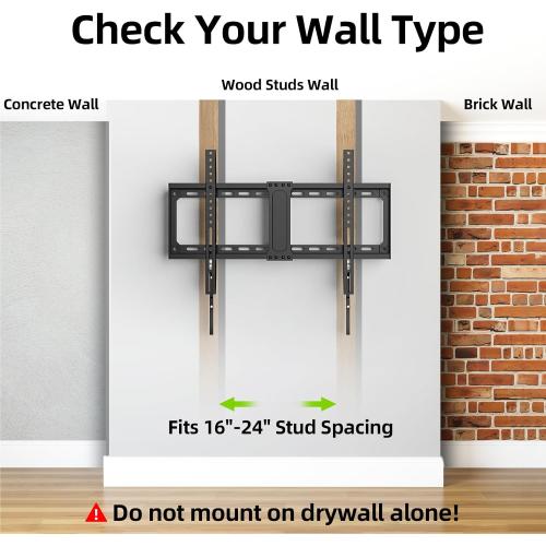 USX MOUNT TV Wall Mount,Low Profile TV Mount for Most 42-95 Inch Flat Screen Televisions,Max VESA 600x400mm Fixed Wall Mount Bracket Holds up to 132 lbs,Fits 16/18/24 Studs