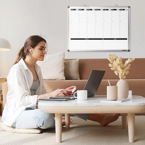 Large Weekly Dry Erase Board, Weekly Planner whiteboard with Hourly time Slots, Whiteboard Weekly Calendar for Schedule for Wall 36 X 24 Double-Sided for Office, Home and School