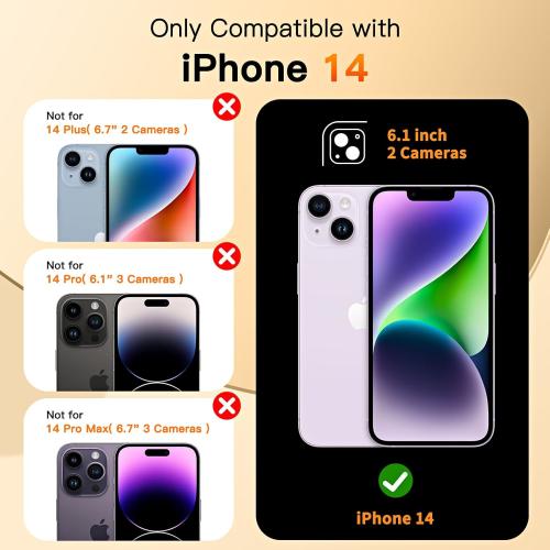 COOLQO for iPhone 14 Case 6.1'' Upgraded 360° Spin Magnetic Stand [Compatible with Magsafe][Military Grade Drop Protection] Shockproof Protective Phone Holder Cover for iPhone 14, White Gold