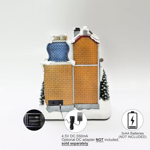 MOMENTS IN TIME Lighted Christmas Village Vintage Boutique LED 10.6” Musical Polyresin Holiday Building, Battery Operated Tabletop Christmas Decoration