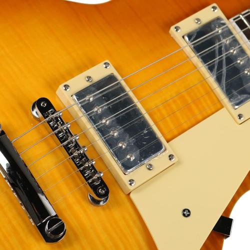 Starshine Electric Guitar, Flamed Maple Top Single Cutaway Guitar ABR-1 with Double Humbuckers Pickups, Trans Burst