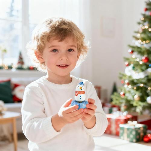 Christmas Stocking Stuffers Gift for Kids Grandkids, Christmas Snowman Ceramic Spinner Party Favors Funny Stress Relief Table Toy Festive Xmas Decor, Blue