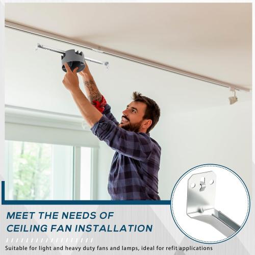 Therwen 2 Pcs Round Ceiling Electrical Box Fan Mounting Bracket, Gray