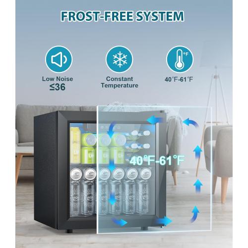 50 Cans Beverage Refrigerator Cooler, 1.3 Cu.ft Mini Fridge Countertop Drink Cooler with Glass Door for Beer, Soda,Wine, Adjustable Digital Temperature Control for Home Dorm Bar, Black