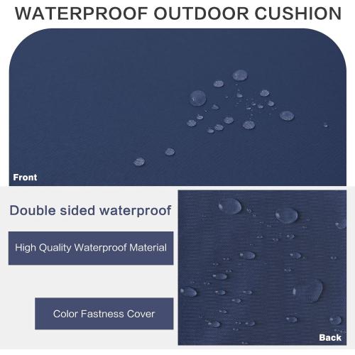 YIJIAN HOME Outdoor Bench Cushion 4 inches Memory Foam Waterproof Patio Furniture Bench Cushion Porch Swing Cushion with Handle and Adjustable Strap, 60 x 18 Inch Navy