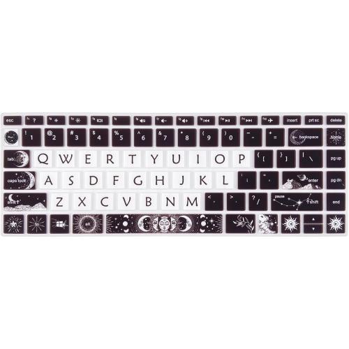 Cute Silicone Keyboard Cover for HP Pavilion x360 14 14-BA/BF/BW/CD/CF/DQ/DK/DH/DS/DF/FQ Series, 14-dk1013dx/dk1003dx/dk0002dx 14-dq1043cl 14-fq0013dx, Sun and Moon