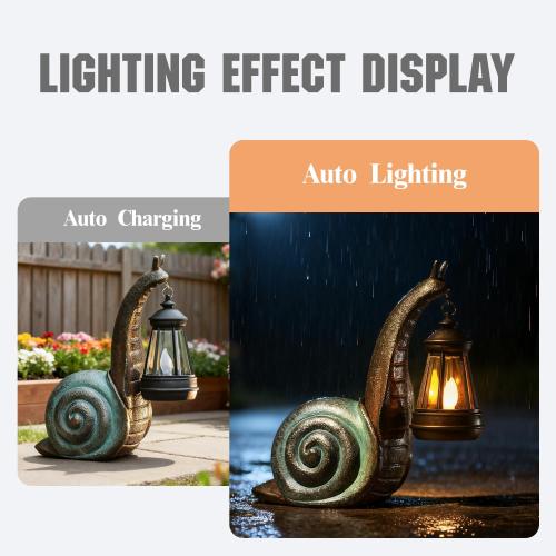 Solar Snail Garden Lights Outdoor Decor (3.15 W x 4.92 L x 8.27 H), Solar Powered Figurine for Patio Lawn Yard Porch, Indoor Decoration, Unique Gift for Mom Grandma Women