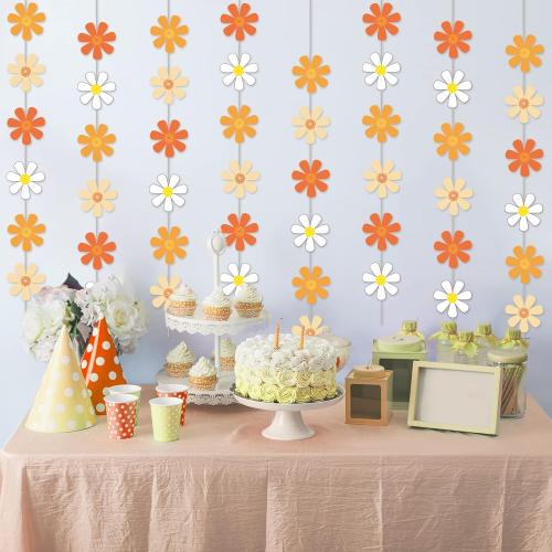 Summer Daisy Groovy Boho Party Banners Daisy Garland Kit Daisy Hanging Swirl Party Supplies Decorations Daisy Paper Cutouts for One Two Birthday Baby Shower Classroom Favor Supplies Decor