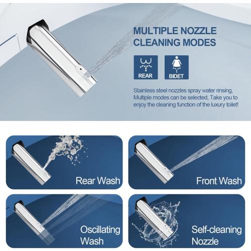 White Combier Bidet Toilet Seat with Heated Warm Water & Nozzle Wash, Auto-Dry, Quiet Close Lid, Wireless Remote - Electric Bidet Seat 102S-B(Elongated)