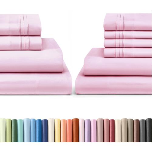 CGK Unlimited 4 Piece   6 Piece Queen Bed Sheets Set - Light Pink