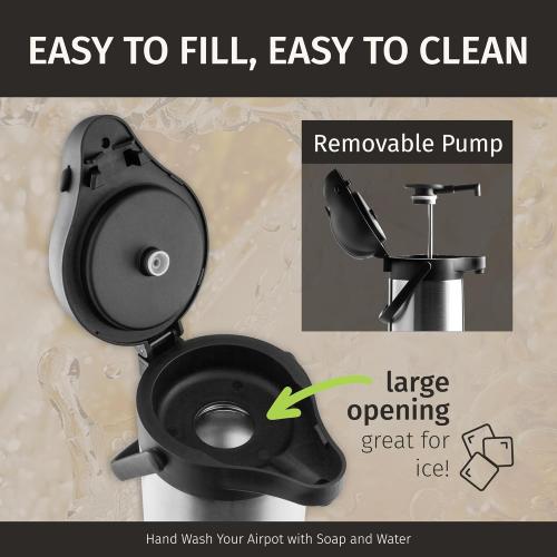 Thermal Coffee Carafe 74Oz, Keeps Drinks Hot for 12Hrs & Cold for 36Hrs, Insulated Stainless Steel Coffee Carafe for Hot Drinks, Easy One-Handed Dispensing for Office, Home, Party, Durable Tea Flask