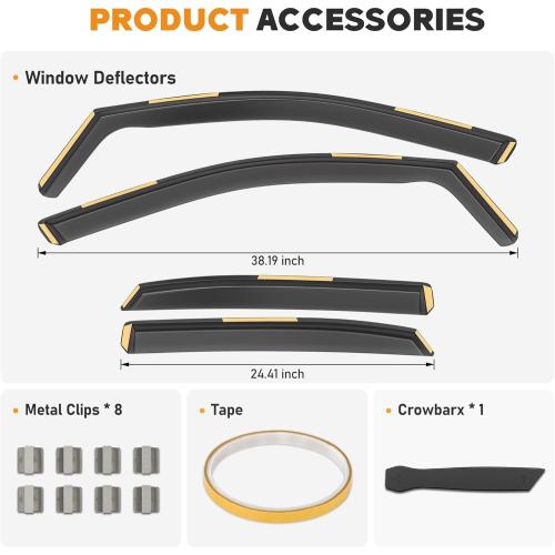 Shatterproof in-Channel Window Rain Guards for 2023-2025 Lexus RX350 RX350h RX450h  RX500h, Extra Durable Window Deflectors, Vent Window Visors for Cars, Vent Deflector, 4pcs