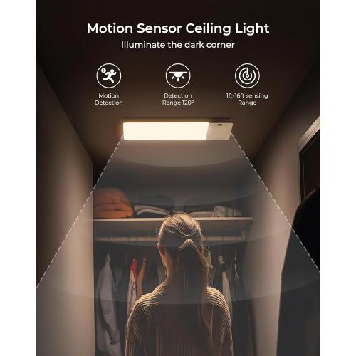 FULEN Rechargeable Motion Sensor Ceiling Light Upgraded,Closet Light with 12000mAh Battery, LED Shower Lights, Ceiling Lamp for Bathroom,Pantry,Garage,Remote Control