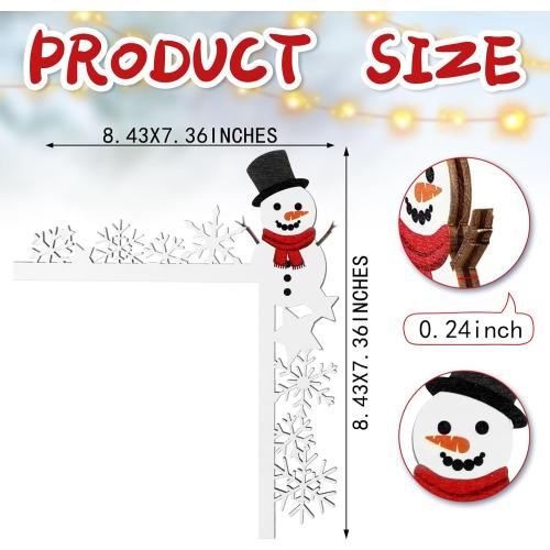 Bucherry 2026 Christmas Door Topper Funny Snowman Snowflake Front Top Door Corner Frame Sign Decor Home Wooden Christmas Cabinet Knob Covers Party Ornament Props Gift for Wall Window DIY