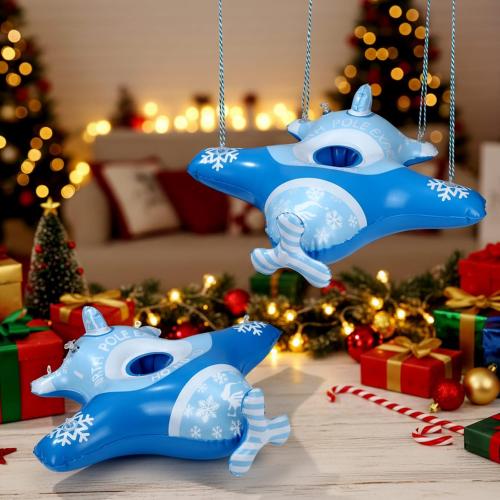 2 Pcs Airplane Toy Christmas Elf Inflatable Plane Ride Toy Airplane with Cotton Rope and Pump for Christmas Party Decoration