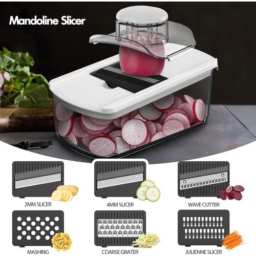 Cambom Vegetable Chopper With Container, Multifunctional Food Chopper Onion & Vegetable Cutter Dicer With 8 Blades, Carrot & Veggie Slicer 12 Blades