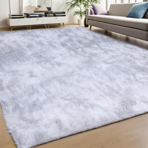 Large Area Rug, Thickened Fluffy Area Rugs for Bedroom, Ultra Soft Non-Slip Large Fuzzy Rug, Bedroom Rug Under Bed for Nursery, Kids, Girls, Boys Light Grey