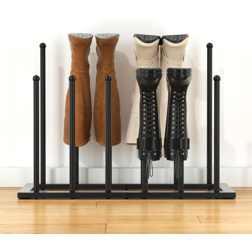 Urban Deco Free Standing Shoe Racks, Boot Organizer for Tall Boots, Black Metal Boot Rack Fit for 6 Pairs, Shoe Organizer for Dorm Room, Closet, Entryway (Black-6pairs)