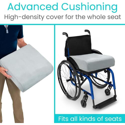 Vive Seat and Chair Cushion - Easy Rise for Elderly for Office, Wheelchair, Desk, Car & Couch - For Computer Use - Foam Sofa Pad With Cover - For Adults/Seniors - Relief for Back, Tailbone or Sciatica