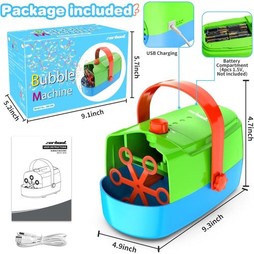 Bubble Machine Durable Automatic Bubble Blower, 18000  Big Bubbles Per Minute Bubbles for Kids Toddlers Bubble Maker Operated by Plugin or Batteries Bubble Toys for Indoor Outdoor Birthday Party