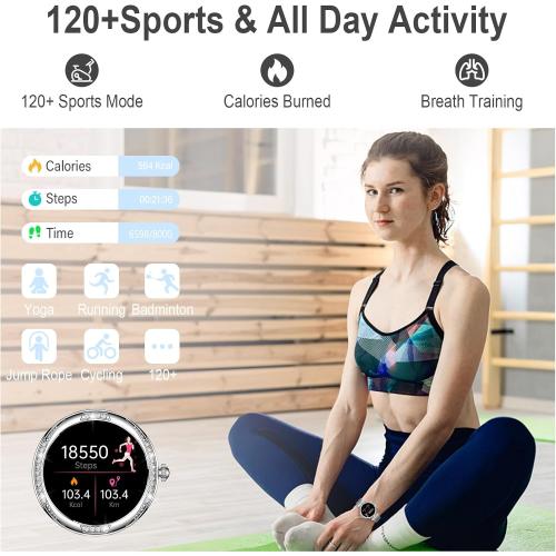 GADIXY Smart Watches for Women(Make/Answer Call) with Diamond:1.1 AMOLED Small Screen Fitness Tracker for HR/BP/SpO2/Sleep Monitor,Digital Running Smartwatch for Android/iOS (Silver)