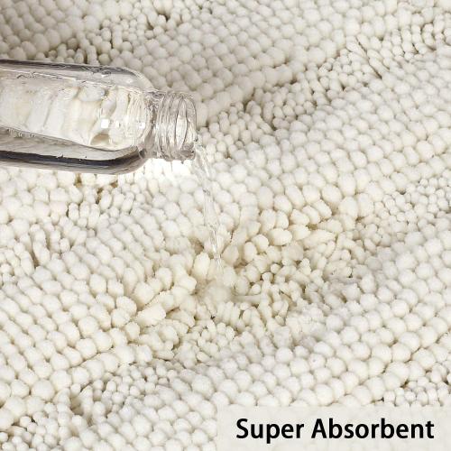 Turquoize Luxury Chenille Bath Rug for Bathroom Rugs Extra Absorbent Bath Mat Non Slip Microfiber Shower Rug for Bathroom Microfiber Shaggy Carpet Rug Size, 17x 24, Cream
