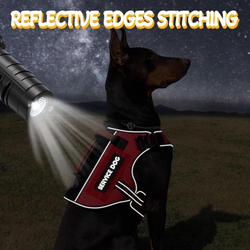 Size M Service Dog Vest - HEYCAHVA Tactical Dog Harness Full Metal Buckles for Large Medium Dog Reflective No Pull Dogs Harnesses Vest with Leather Handle, Hook & Loop for Hiking Training (Red)