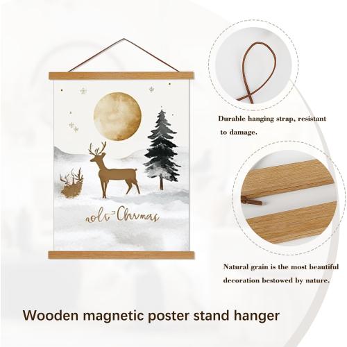 Artmag Magnetic Poster Hanger Frame, 24x36 24x32 24x18 Light Wood Wooden Magnet Canvas Artwork Print Poster Hanger Frames Hanging Kit (Teak Wood, 24)