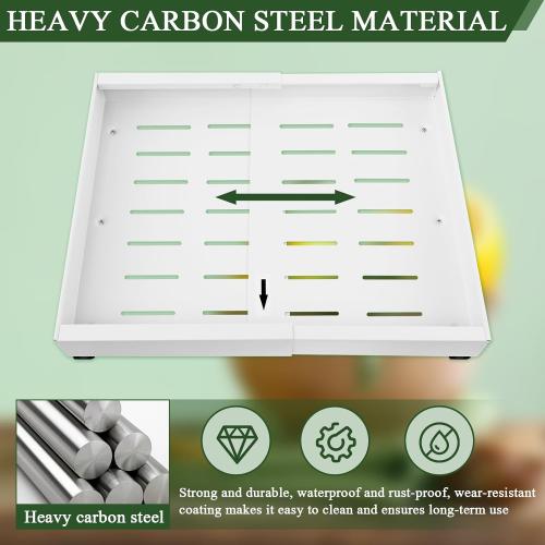 Expandable Cabinet Organizer - Quiet Sliding Pull Out Shelves 12.6-20.5 for Kitchen (White)