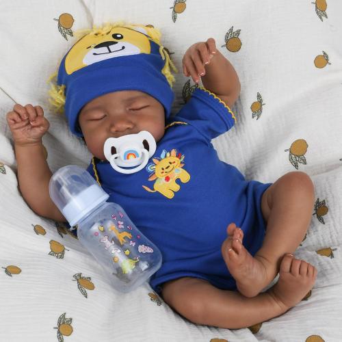 CHAREX Realistic Reborn Baby Dolls Black - 18 inch Newborn Baby African American, Soft Body Real Life Sleeping Baby Doll with Accessories Gift Set for Girls Boy Age 3