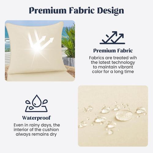 puredown® Outdoor Seat Cushions 24 X 24 X 5.75 Inch, Waterproof & Fade Resistant Patio Furniture Replacement Cushions with Removable Cover for Chair, Sofa, Couch, Wicker, Beige