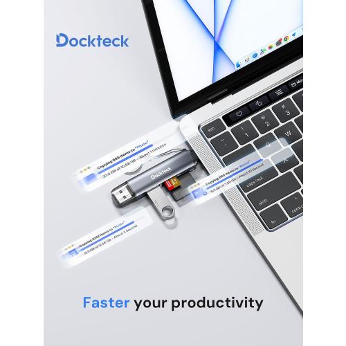 Dockteck SD Card Reader, 5G Super Speed USB3.0 SD/TF Card Reader, 3-Slot USB A/C to SD/Micro SD/USB A Memory Card Reader for UHS-I SD/Micro SD/SDHC/SDXC/MMC, Support OTG for Plug&Play