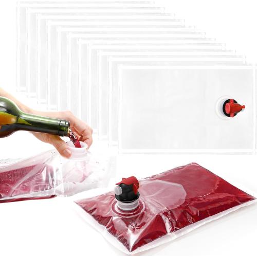 WUWEOT 10 Pack Wine Purse Refill Bags, Wine Bladder Replacement, 1.5L Portable Liquid Storage Pouch, Leakproof Beach Bag Dispenser with Spout for Wine Cools Liquid Juices Beverage, Easy to Fill