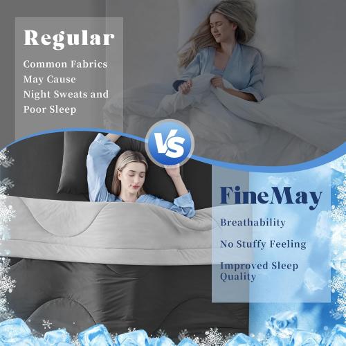 Cooling Comforter Queen Size for Hot Sleepers，80″x90″, Dark Grey