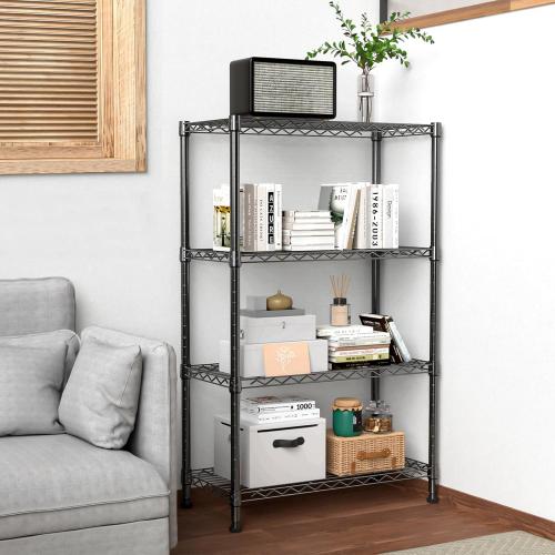 1000 lbs Storage Shelving Steel Heavy Duty 4-Tier Utility Shelving Unit Steel Organizer Wire Rack for Home,Kitchen,Office,Black (13.7 D x 23.6 W x 53.4 H)