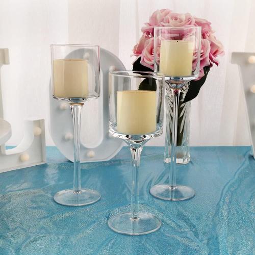 10 Sets (30 Pcs) Candlestick & Tealight Candle Holders Tall High Elegant Clear Glass Tealight Holder Suitable for Candles Under 6cm (2.36) in Diameter Fit Home Party Wedding Table Centerpiece Decor