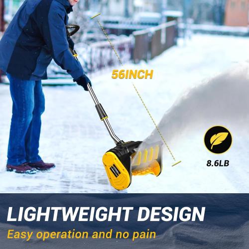 Cordless Snow Shovel Compatible with De-Walt 20V Battery (No Battery), 13-Inch Brushless Electric Snow Blower for 25FT Throw Distance and 6 Clear Depth for Patio, Deck, Driveway