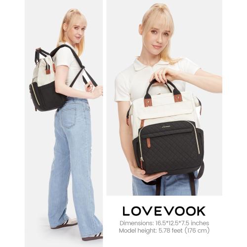 LOVEVOOK Laptop Backpack for Women, 15.6'' Waterproof Nurse Bag Teacher Work Backpack Purse for Women, Travel Computer Backpack for College Office Business Ladies