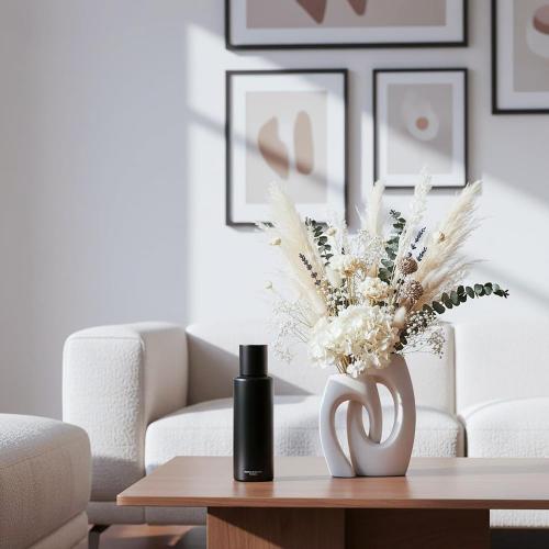 Ceramic Vase Set of 2 by DecoVlog, White Hollow Living Room Decor Vase, Minimalist Decorative Modern Boho Vase for Table Centerpiece Wedding Dining Living Room Office House Decoration