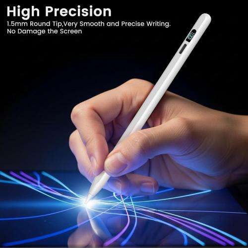 iPad Pencil 2025-2018, LED Display Fast Charge Stylus Pen with Palm Rejection & Tilt Sensitivity, Compatible for iPad A16 11/10/9/8/7/6, Pro 11/12.9/13''/M4, Air M3/M2/5/4/3, Mini 7/6/5