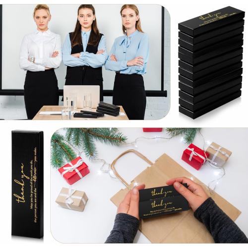 Fulmoon 24 Pcs Inspirational Pen Boxes Empty Thank You Pen Boxes for Ballpoint Jewelry Display Motivational Quote Cases Appreciation Gifts for Christmas Employee Teacher Coworker Office Team(Black)