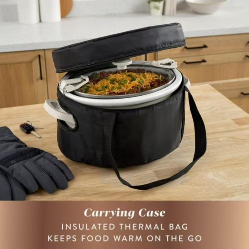 7 Quart Programmable Slow Cooker with Locking Lid, Dishwasher Safe Stoneware, Auto-Warm, Cook & Carry
