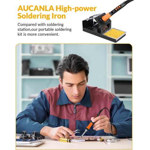 Soldering Iron Kit, 100W High Power Soldering Iron, Fast Heating, Digital Display Temperature Control Accurate 356°F-896°F, Portable Soldering Kit with Protective Cap, Automatic Sleep Mode