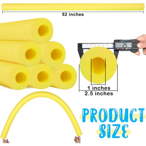 Hanaive 6 Pack Pool Noodles Swimming Floating Foam Tube 52 Inch Hollow Swim Noodles Bulk Floats Heavy Duty for Swimming Decoration Craft Projects Multi-Purpose