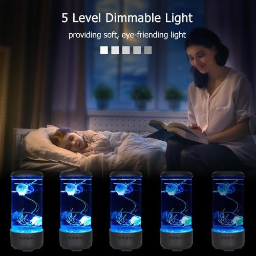 Jellyfish Lamp, 18LED 7-Color Changing Light with 5 Levels Brightness Jellyfish Aquarium fish lamp Home decor, children's birthday gift, men's and women's holiday gift, relaxing mood atmosphere