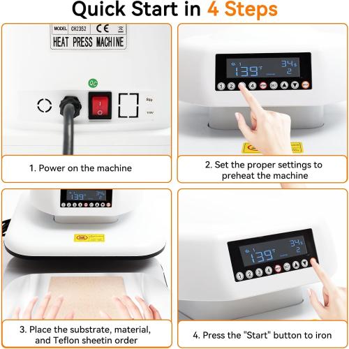 Auto Heat Press, 15 x 15 inch Heat Press Machine for T Shirts with Adjustable Pressure and Auto Release,Digital Display, Rapid Heating, Higher Heating Height, Heat Transfer Projects, White