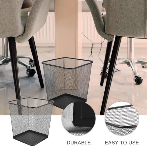 GANAZONO Black Mesh Square Trash Cans, Waste Basket with Open-Top for Office, Home, Kitchen