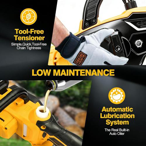 12 Electric Chainsaw Cordless with Extension Pole, 21V Battery Powered Brushless 12 Inch Cordless Pole Saw, 2 x 4.0Ah Batteries and Charger for Wood Cutting, Tree Trimming Branch Pruning
