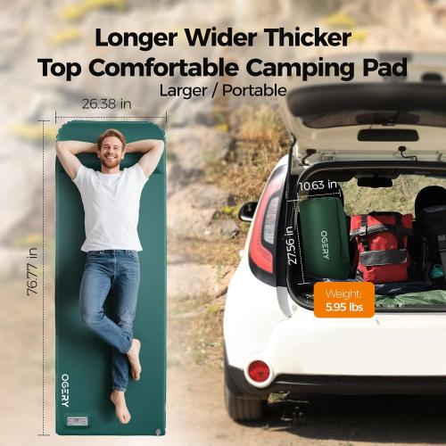OGERY Self Inflating Sleeping Pad with Electric Pump, 3.15 Ultra-Thick Memory Foam Camping Pad, 4 Season Camping Mattress Pad with Built-in Pillow, Camping Essentials Gear for Tent Travel Car